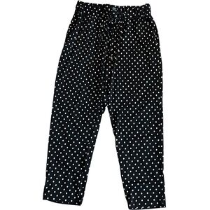 Bertlous Womens Black Polka Dot Pull On Tapered Pants Size PL Petite Large